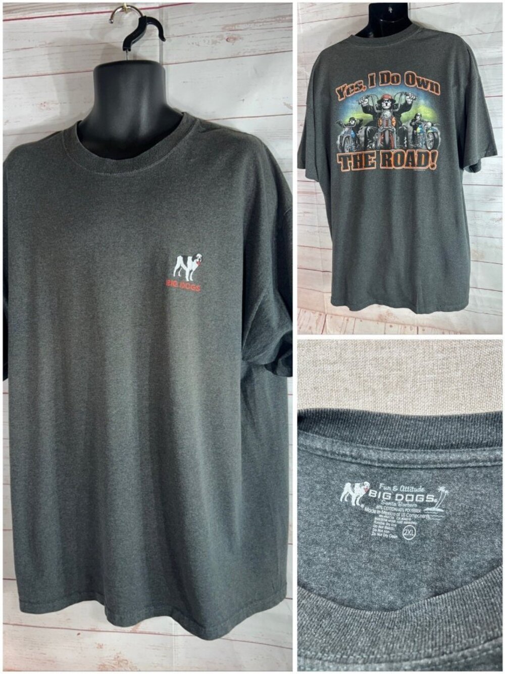 Vintage Big Dogs "yes I Do Own The Road” Graphic T Shirt Mens Size XXL Gray 2006